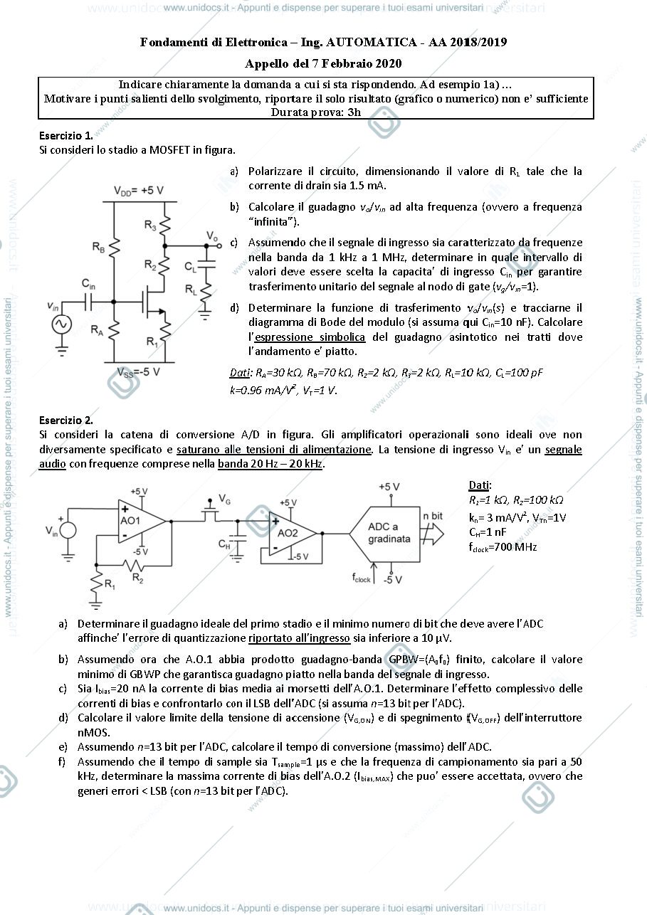 Anteprima pagina 1 — 07feb20 Esame prof : Castoldi