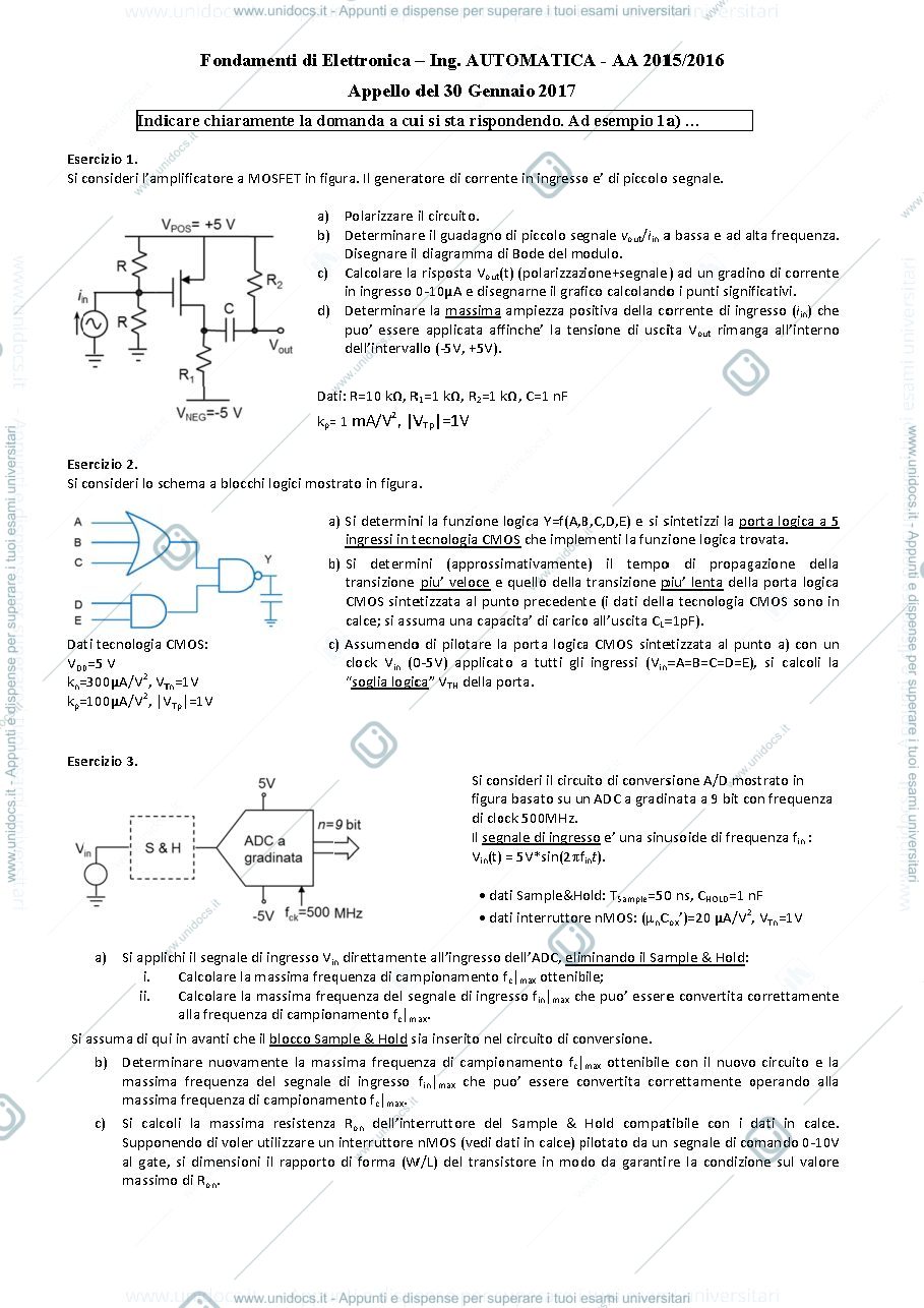 Anteprima pagina 1 — 30gen17 Esame prof : Castoldi