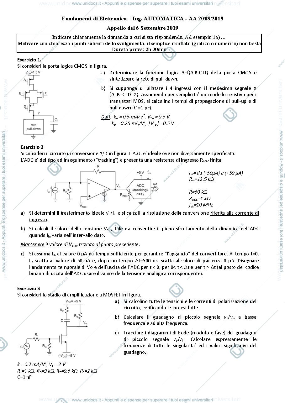 Anteprima pagina 1 — 06set19 Esame prof : Castoldi