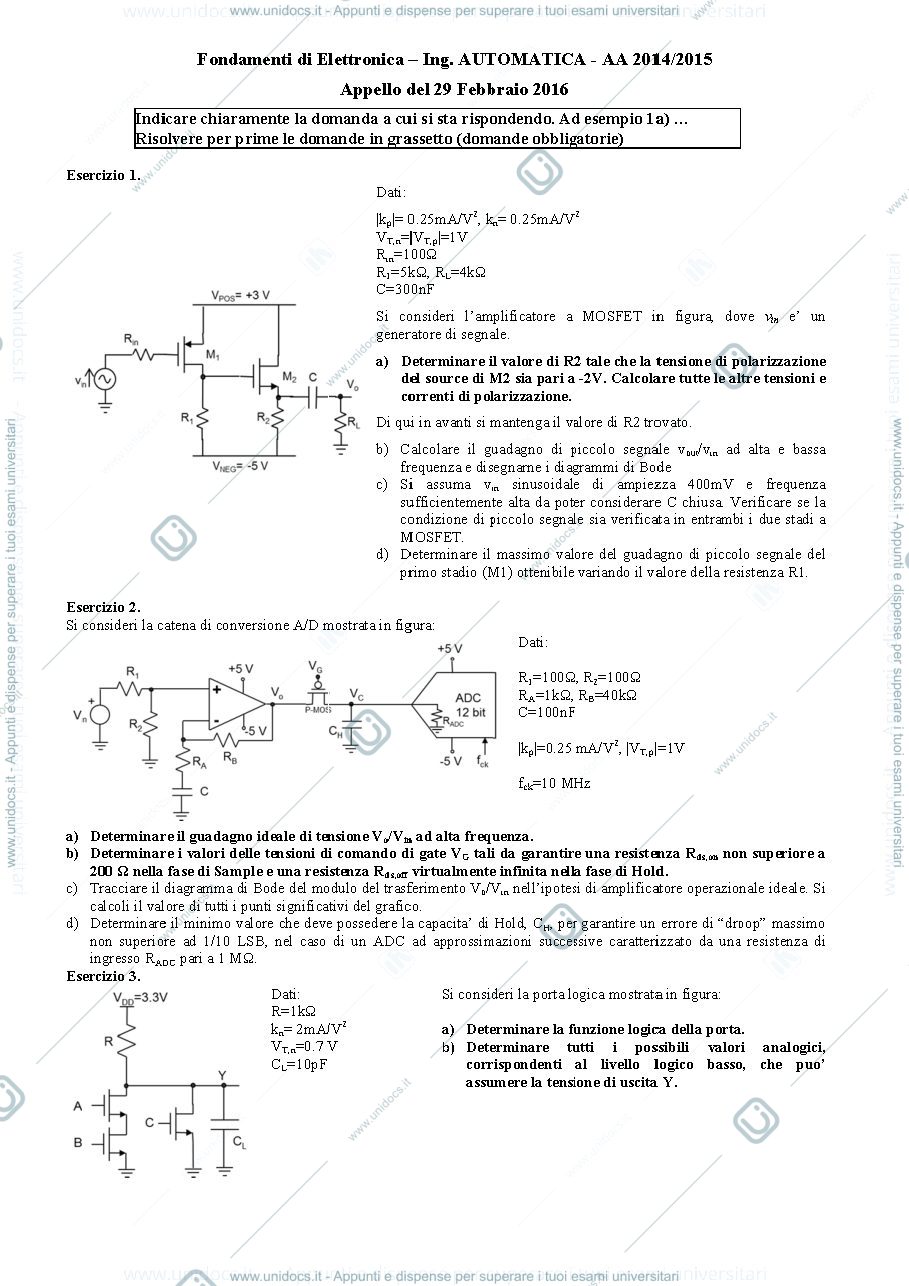 Anteprima pagina 1 — 29feb16 Esame prof : Castoldi
