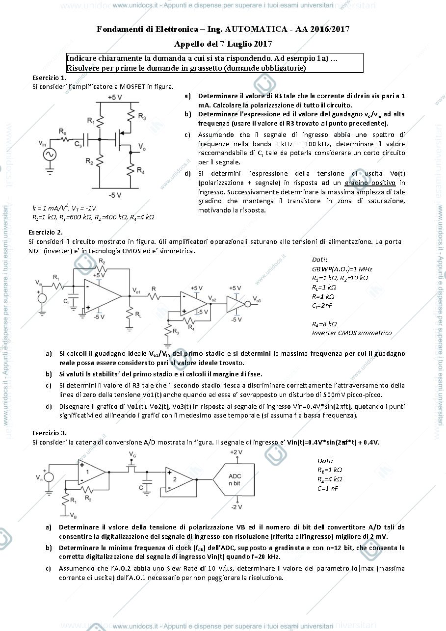 Anteprima pagina 1 — 07lug17 Esame prof : Castoldi
