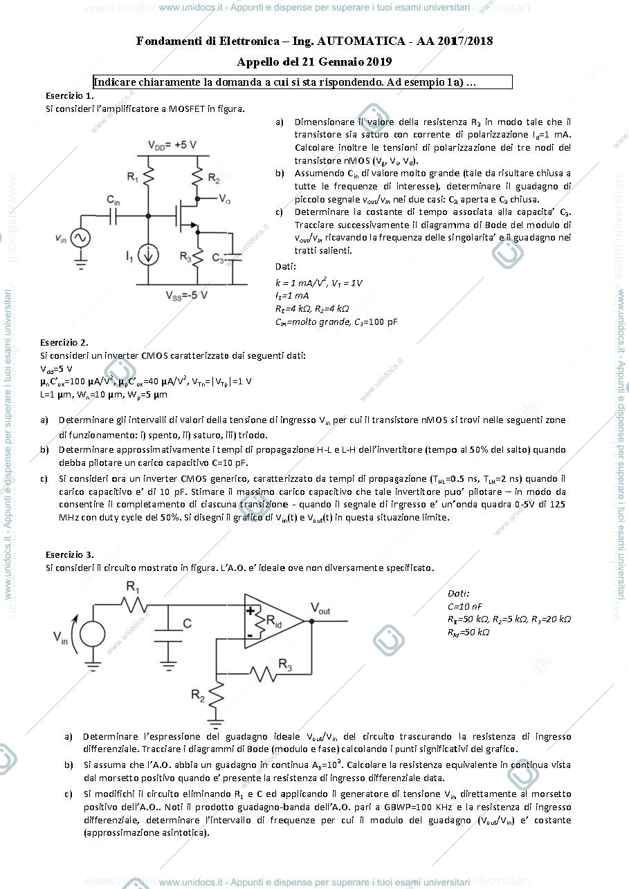 Anteprima pagina 1 — 21gen19 Esame prof : Castoldi