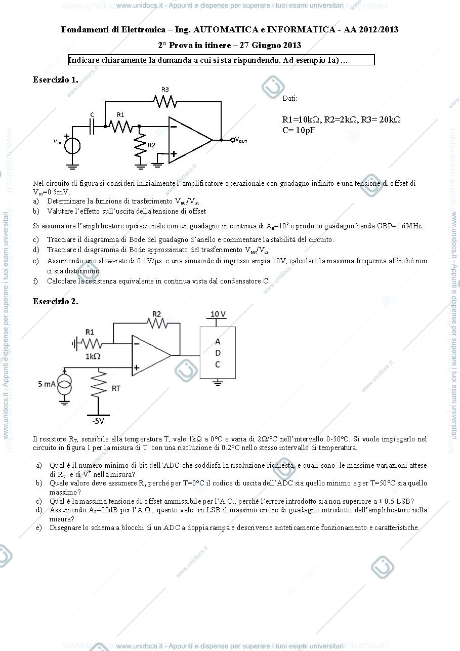 Anteprima pagina 1 — 27giu13 Esame prof : Castoldi
