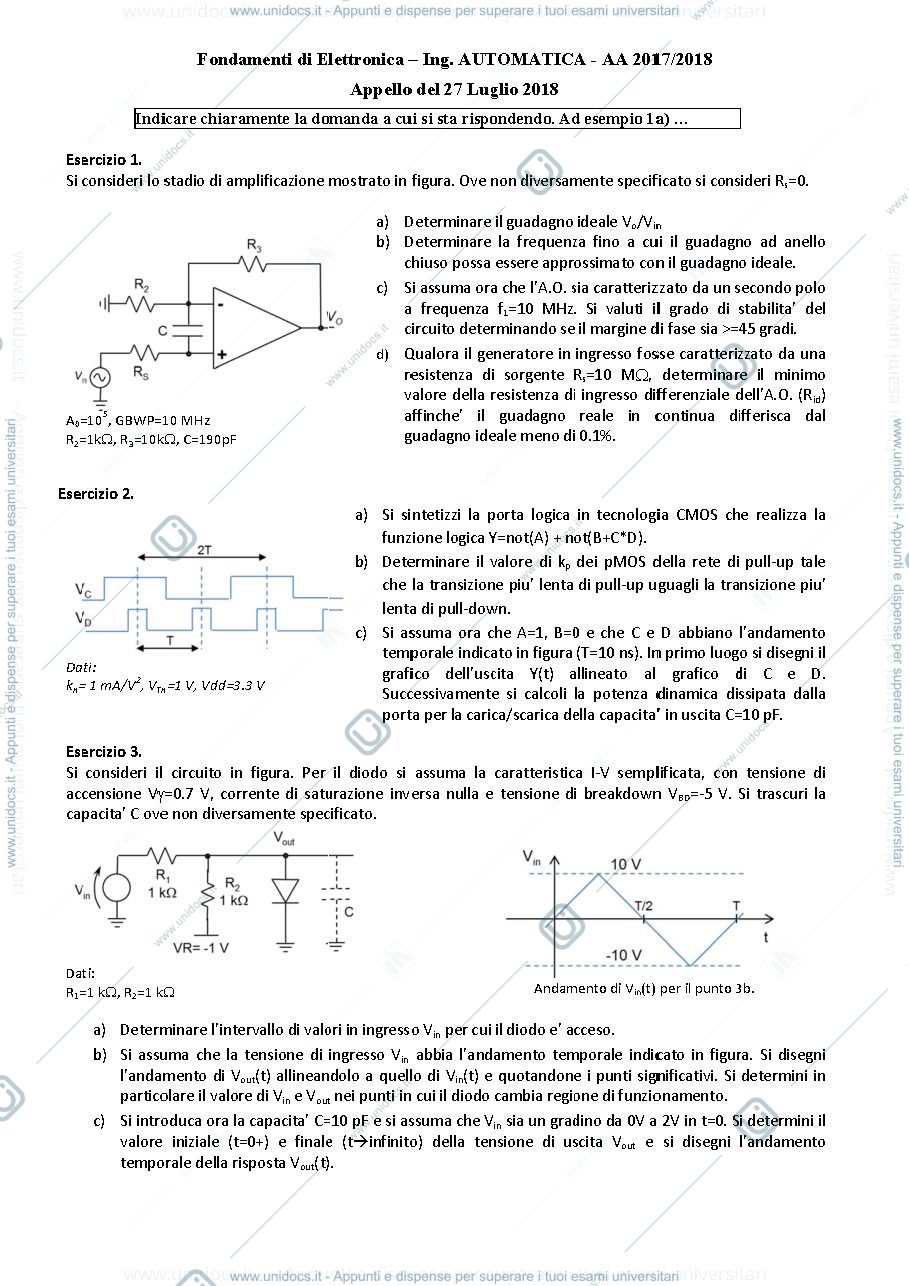 Anteprima pagina 1 — 27lug18 Esame prof : Castoldi