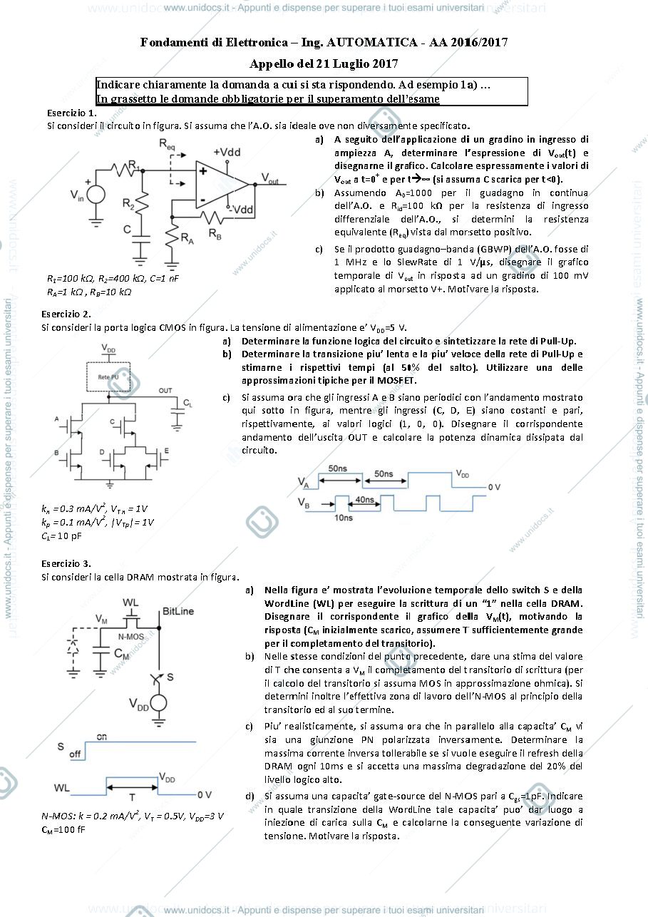 Anteprima pagina 1 — 21lug17 Esame prof : Castoldi
