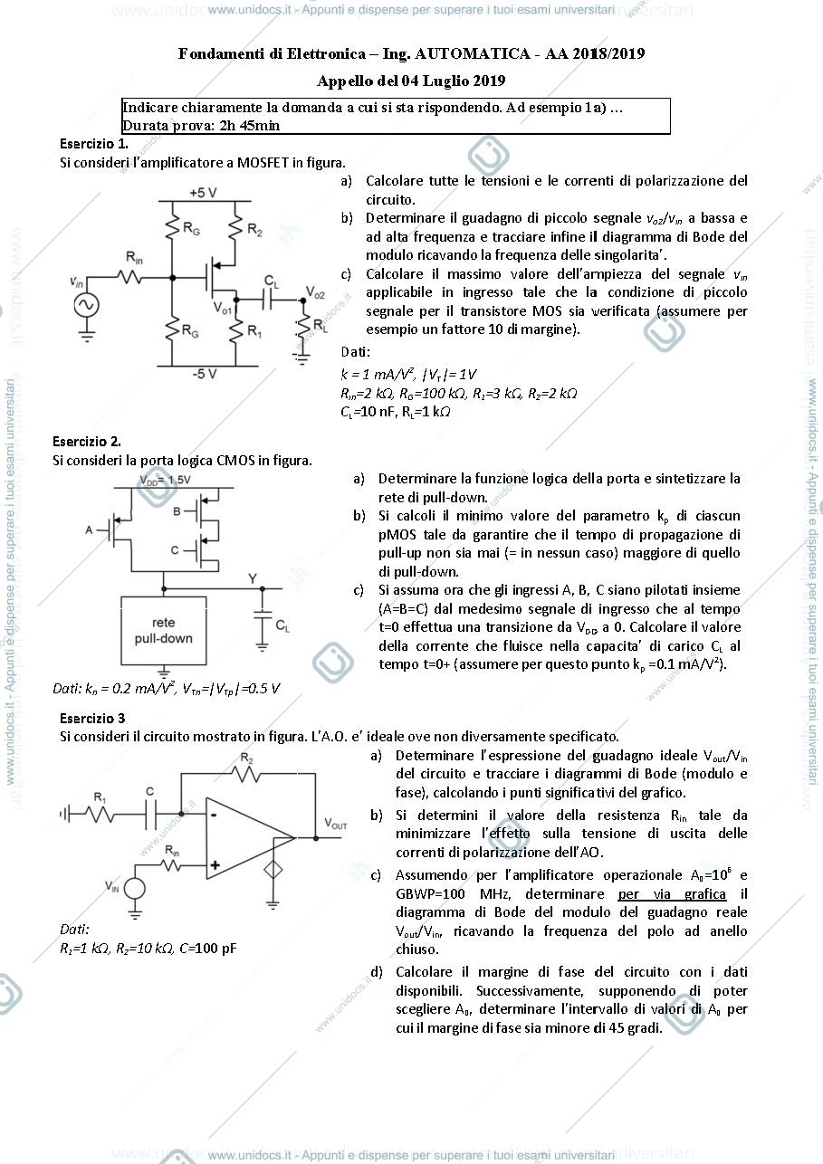 Anteprima pagina 1 — 04lug19 Esame prof : Castoldi