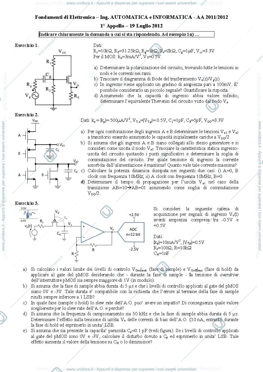 Anteprima pagina 1 — 19lug12 Esame prof : Castoldi