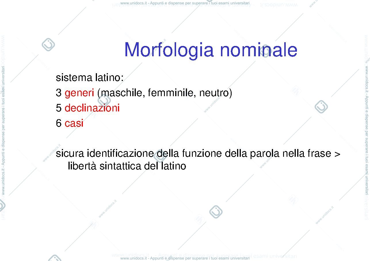 Anteprima pagina 1 — Morfologia Nominale e Flessione del Verbo