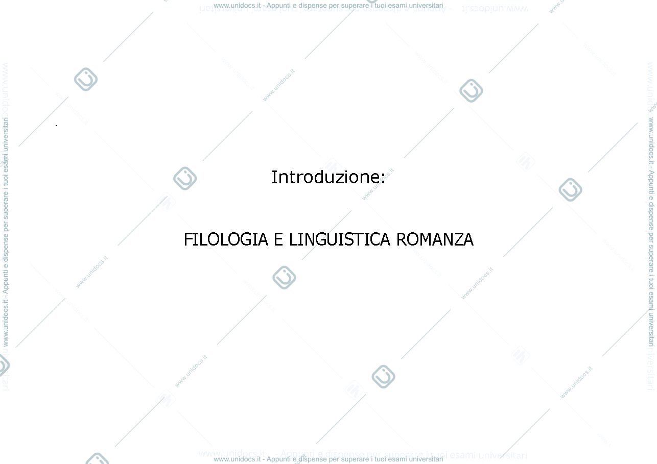 Anteprima pagina 1 — Introduzione alla Filologia e Linguistica romanza