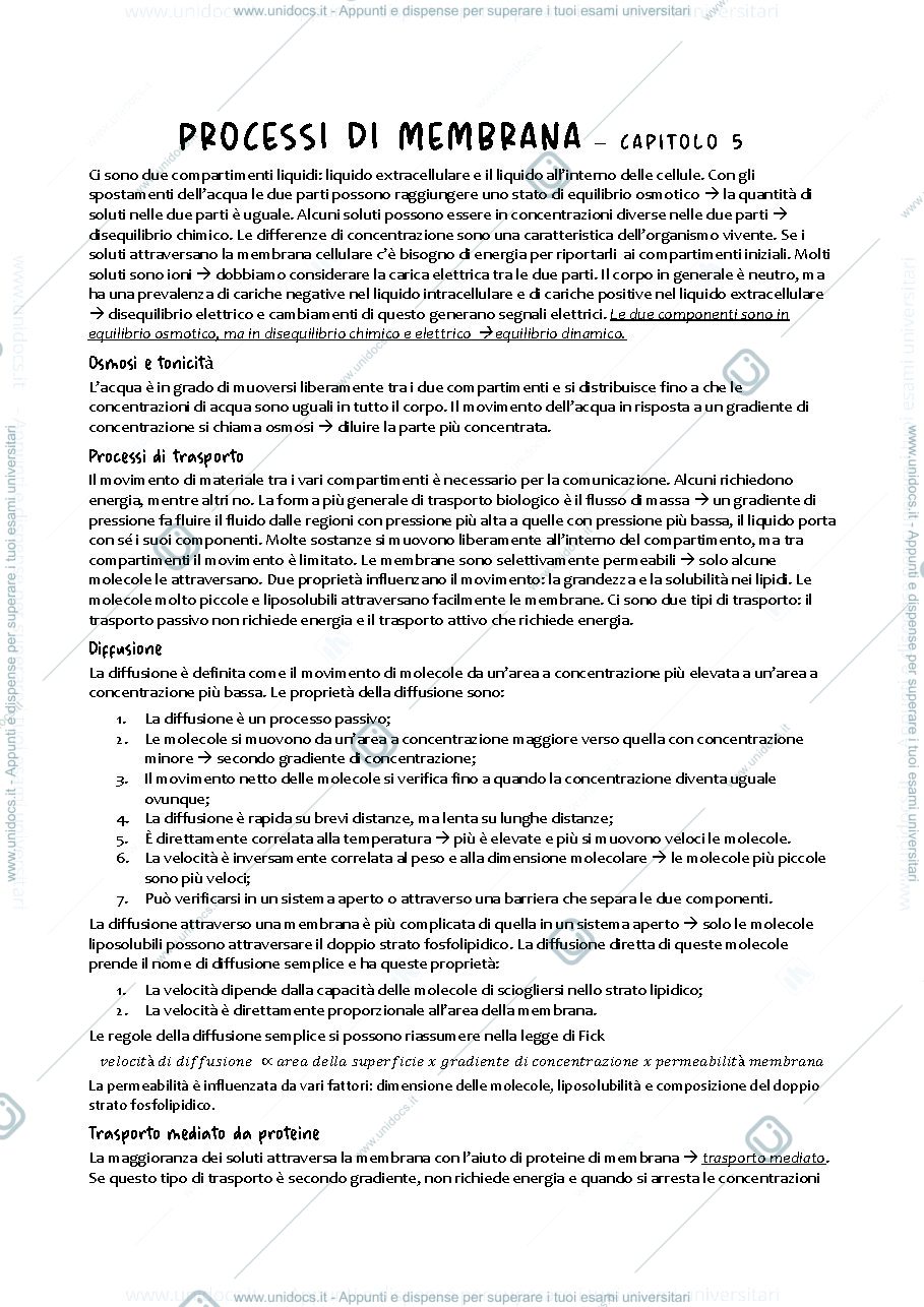 Anteprima pagina 1 — Riassunto libro "fondamenti di fisiologia generale"