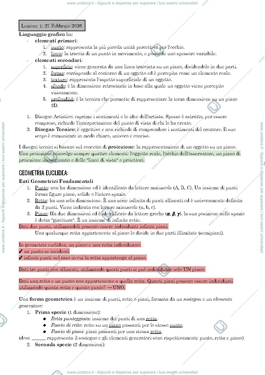 Anteprima pagina 1 — Appunti del corso comleto di Disegno tecnico (Rossi Lorenzo)