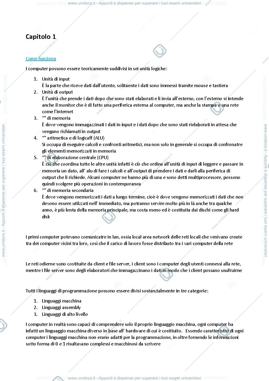 Anteprima pagina 1 — riassunto deitel deitel,  c corso completo di programmazione