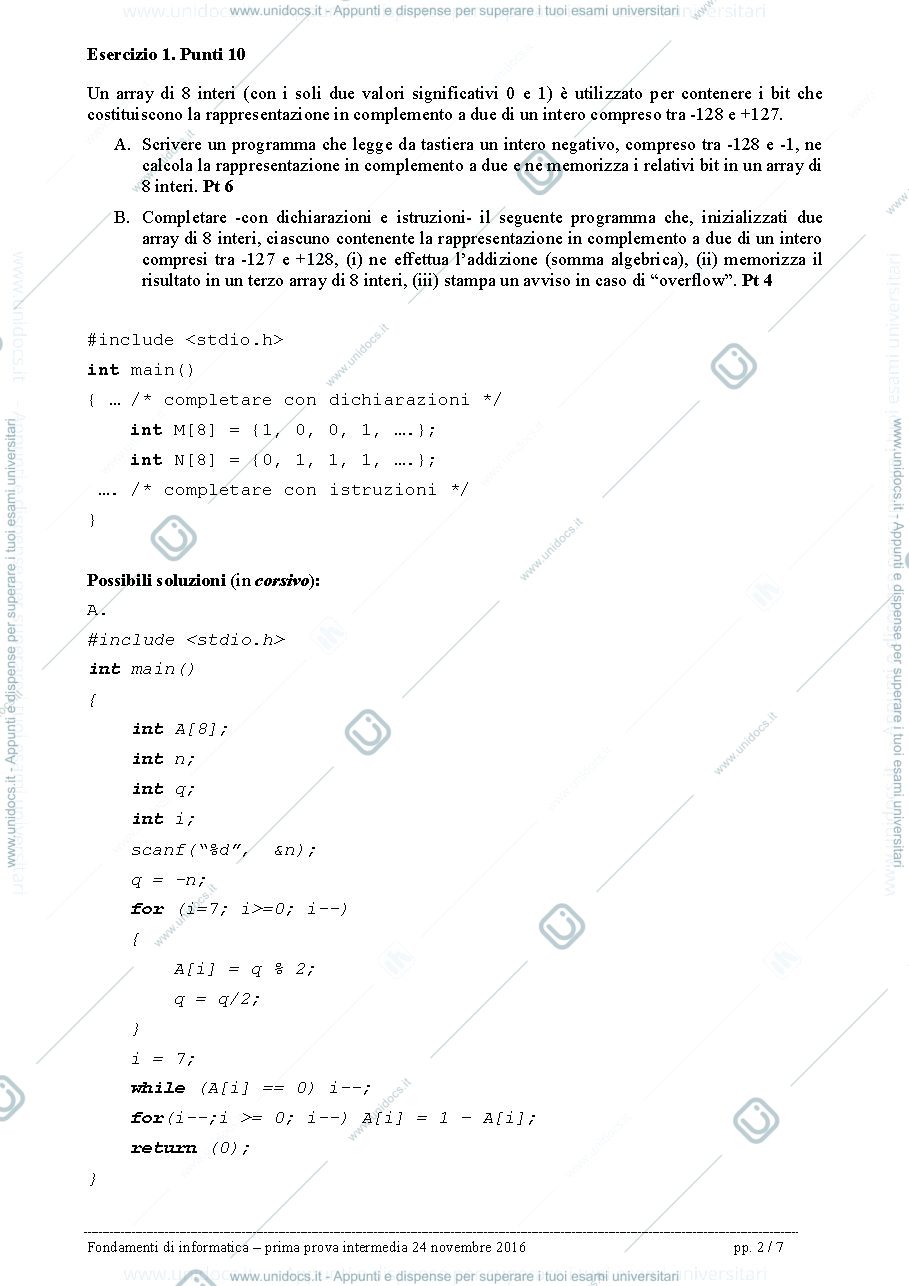 Anteprima pagina 2 — 2016-11-24 ItinerePrimaSoluzioni esame prof:  Caglioti