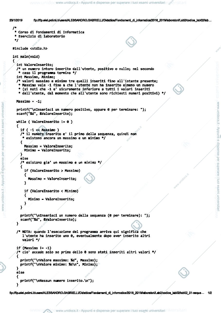 Anteprima pagina 1 — lab02_01 laboratori informatici prof: Caglioti