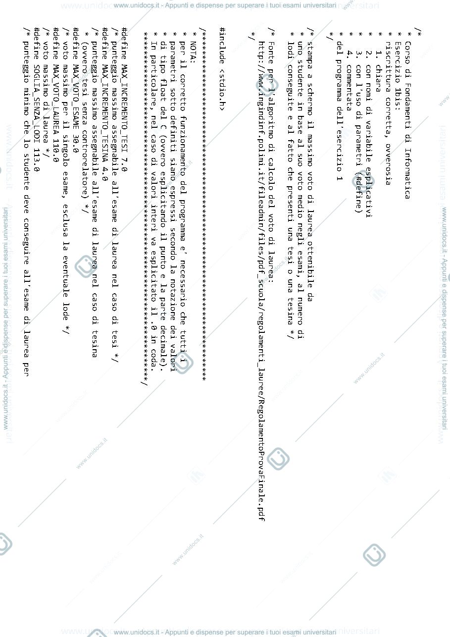 Anteprima pagina 1 — es01_01b-programma_ben_scritto_ esercitazioni prof. Vincenzo Caglioti
