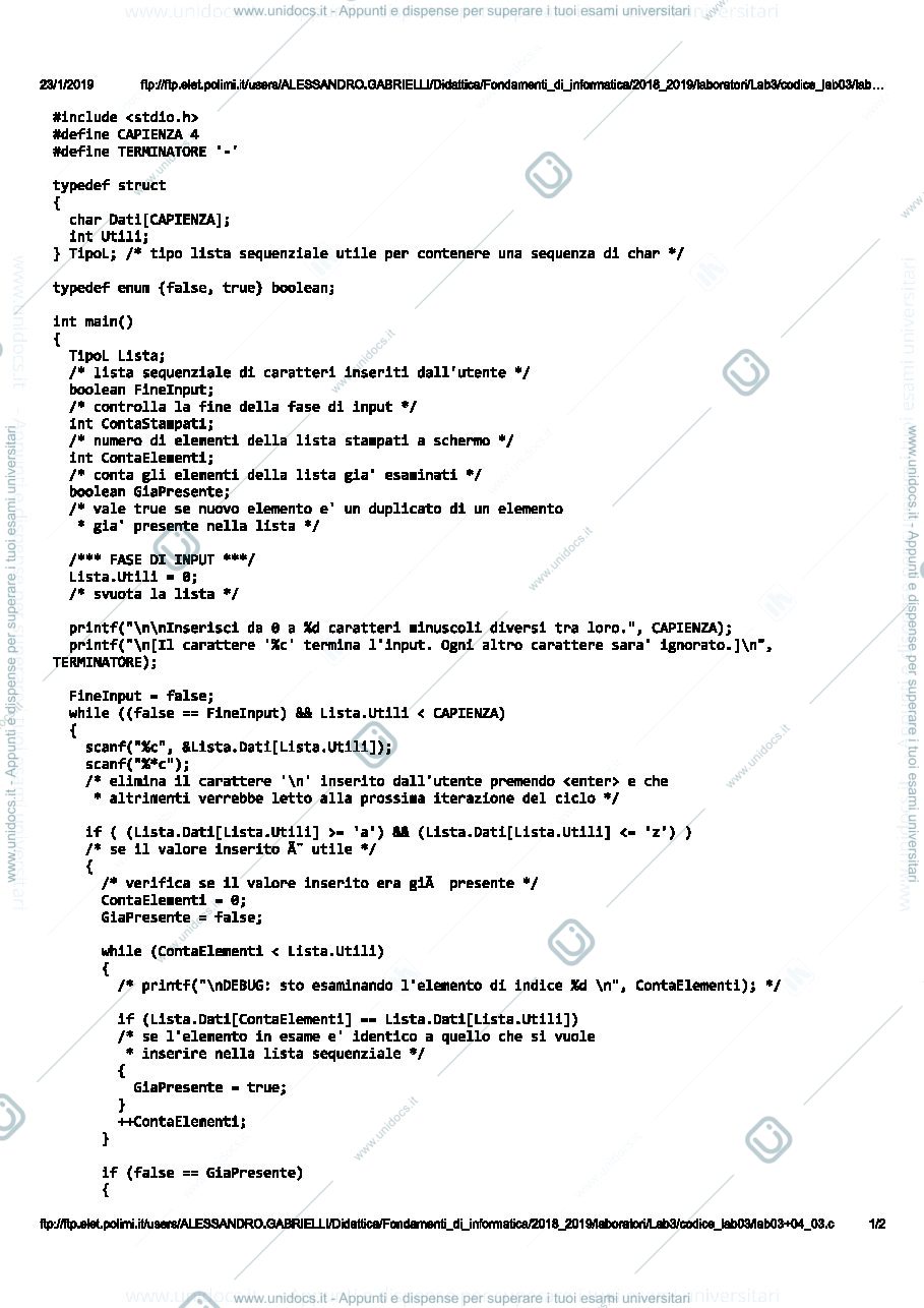 Anteprima pagina 1 — lab03_03 laboratori informatici prof: Caglioti