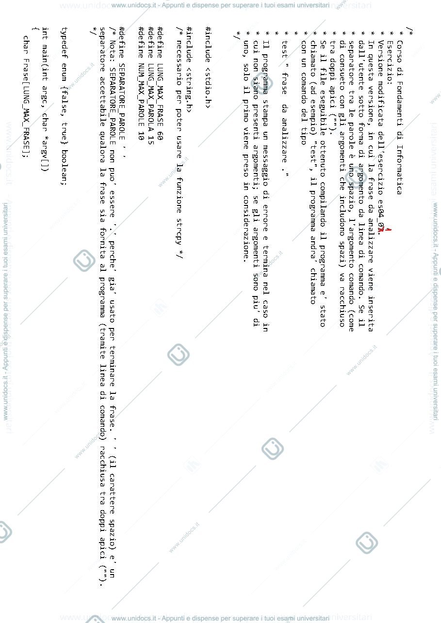 Anteprima pagina 1 — es12_04-analisi_frase_modificato_con_argv+argc esercitazioni prof:  Caglioti