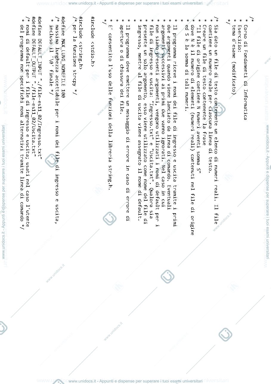 Anteprima pagina 1 — es12_05-somma_numeri-file+argv+argc esercitazioni prof:  Caglioti