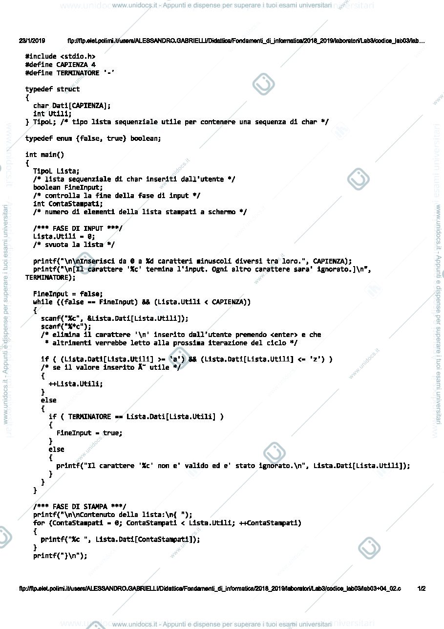 Anteprima pagina 1 — lab03_02 laboratori informatici prof: Caglioti