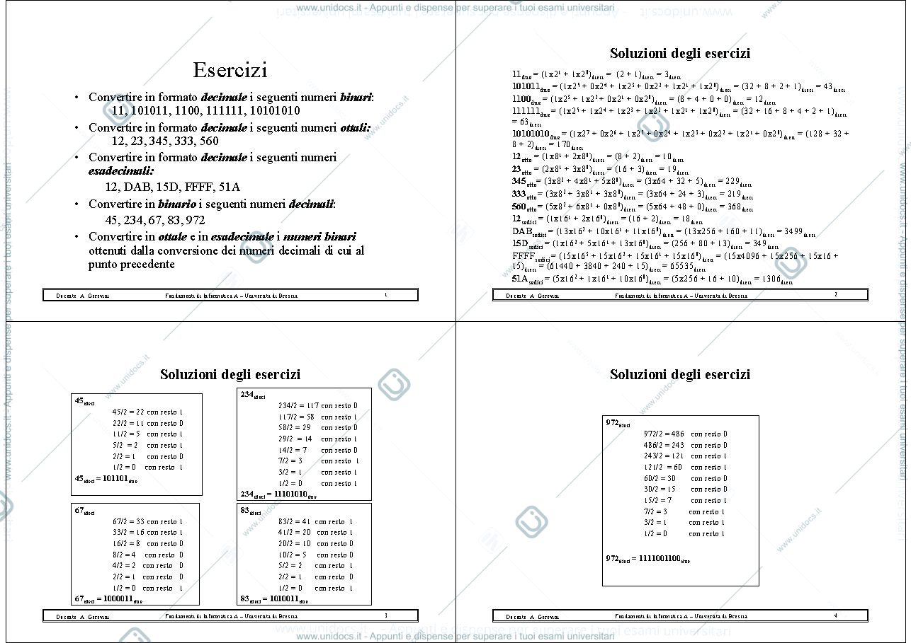 Anteprima pagina 1 — Esercizi Codifica esercizi prof:  Caglioti