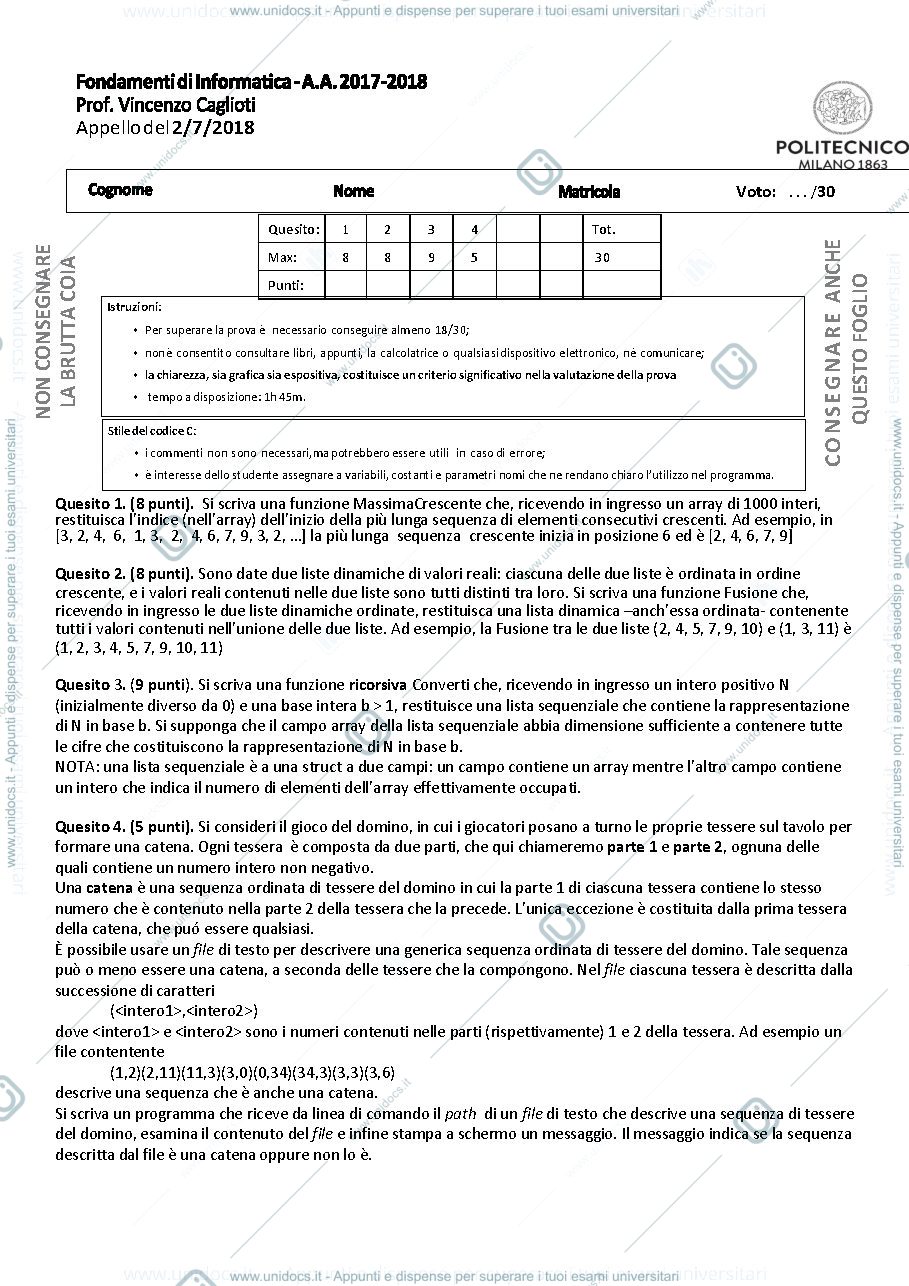 Anteprima pagina 1 — Caglioti2018-07-02 esame prof:  Caglioti