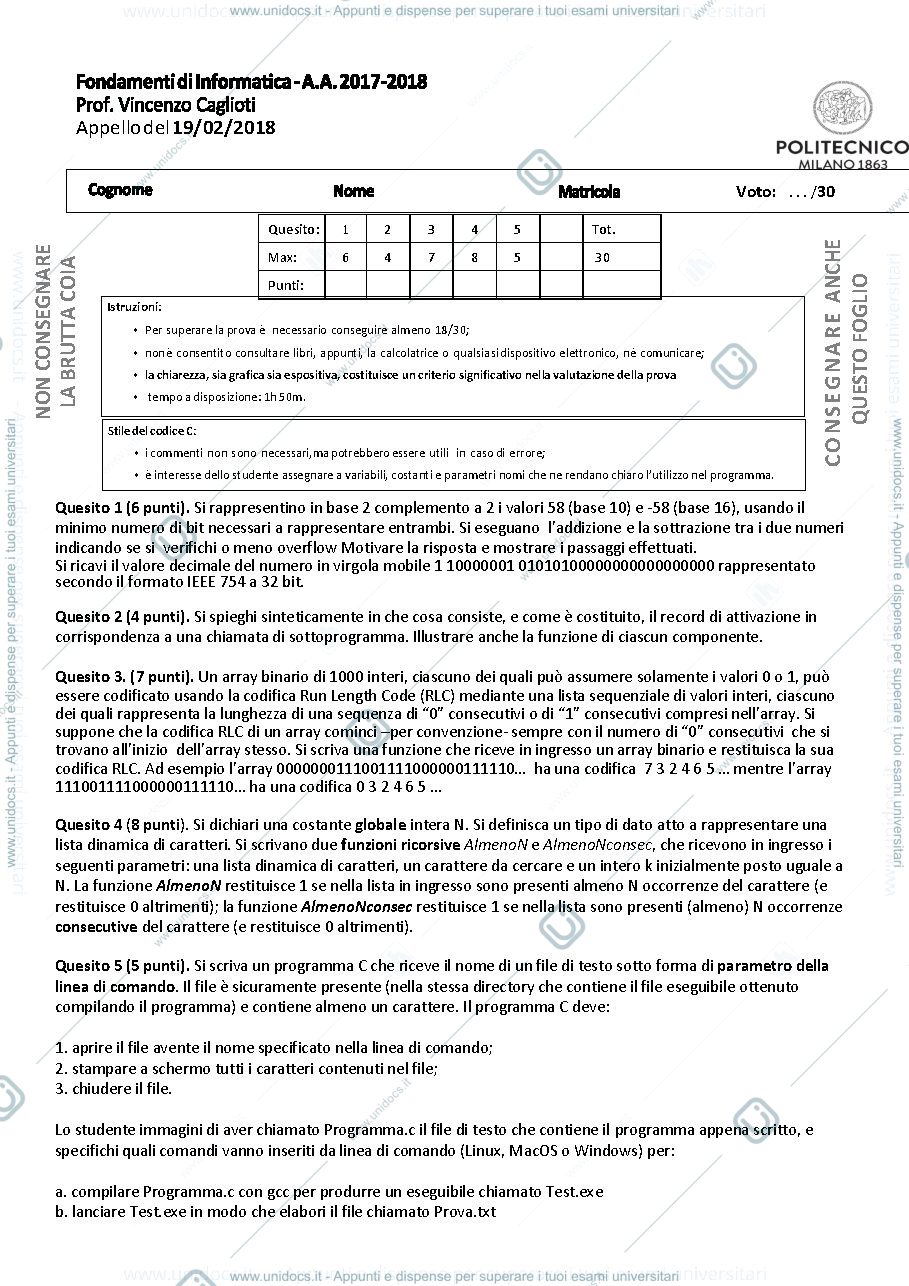 Anteprima pagina 1 — Caglioti2018-02-19Tema esame prof:  Caglioti