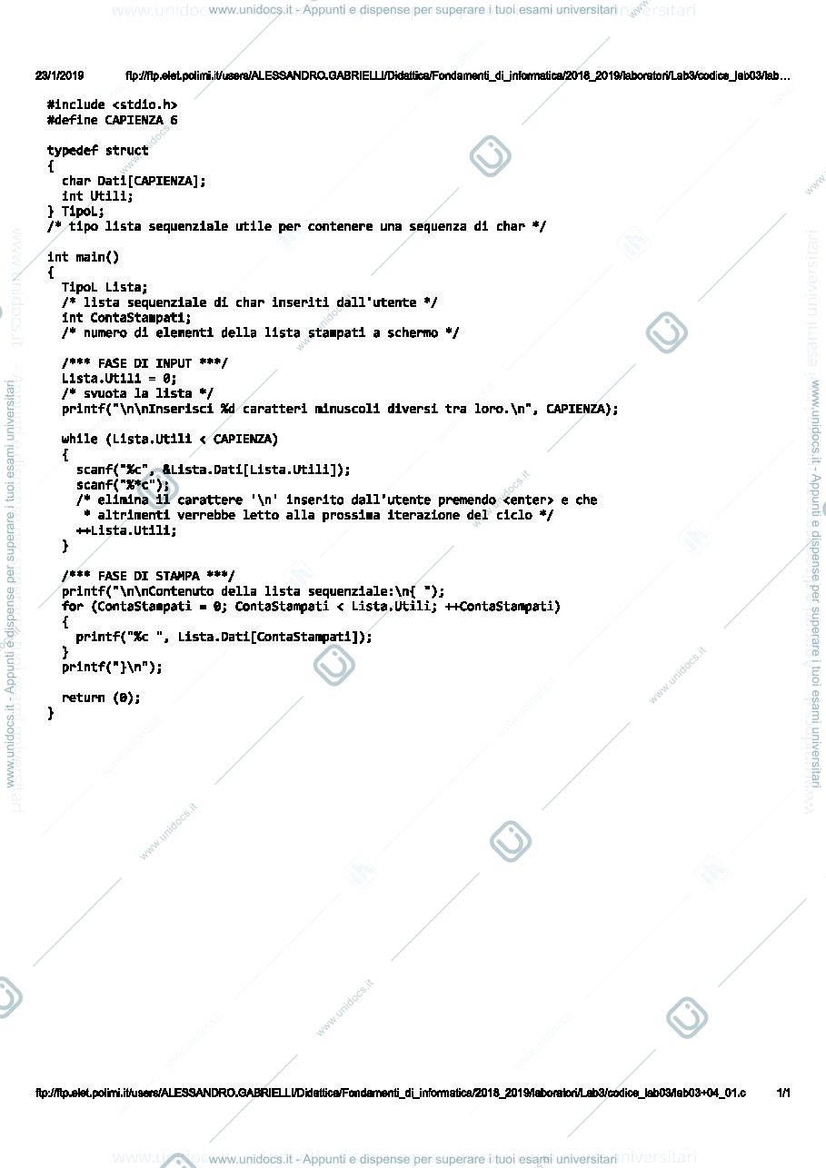 Anteprima pagina 1 — lab03_01 laboratori informatici prof: Caglioti