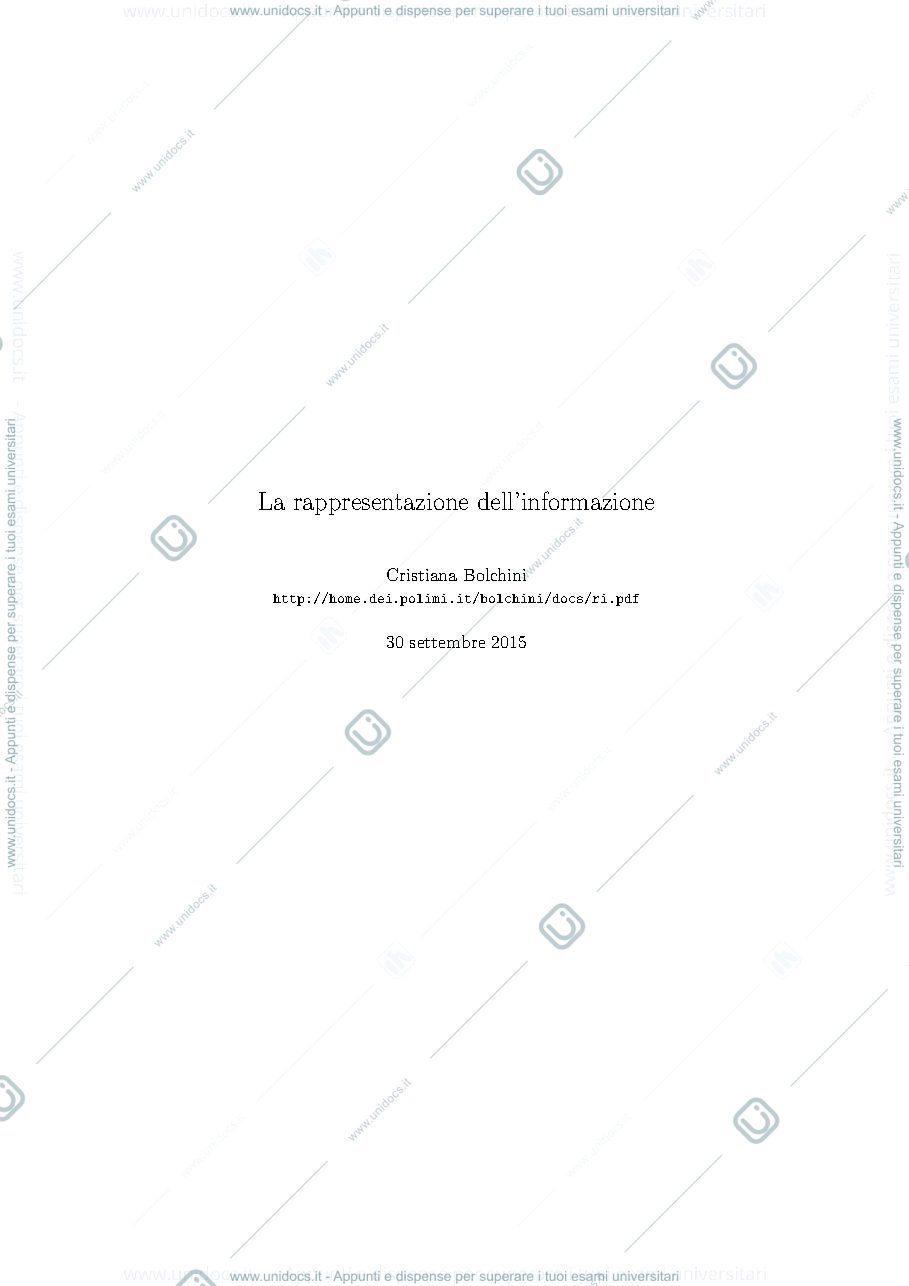 Anteprima pagina 1 — FINFO - 0 3 Rappresentazione dell'Informazione prof. Vincenzo Caglioti