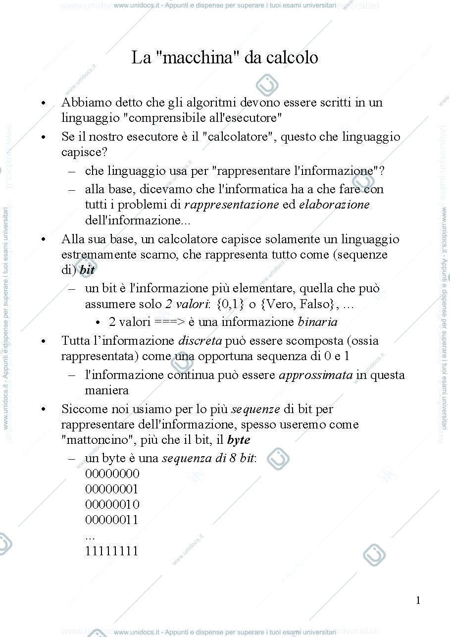 Anteprima pagina 1 — FInfo - 03 - Aritmetica Binaria prof. Vincenzo Caglioti