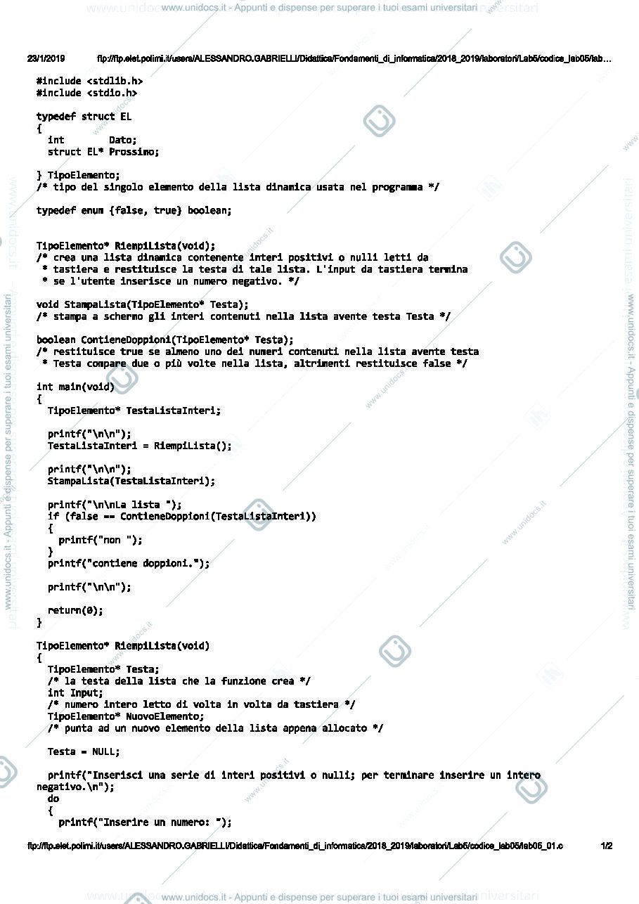Anteprima pagina 1 — lab05_01 laboratori informatici prof: Caglioti