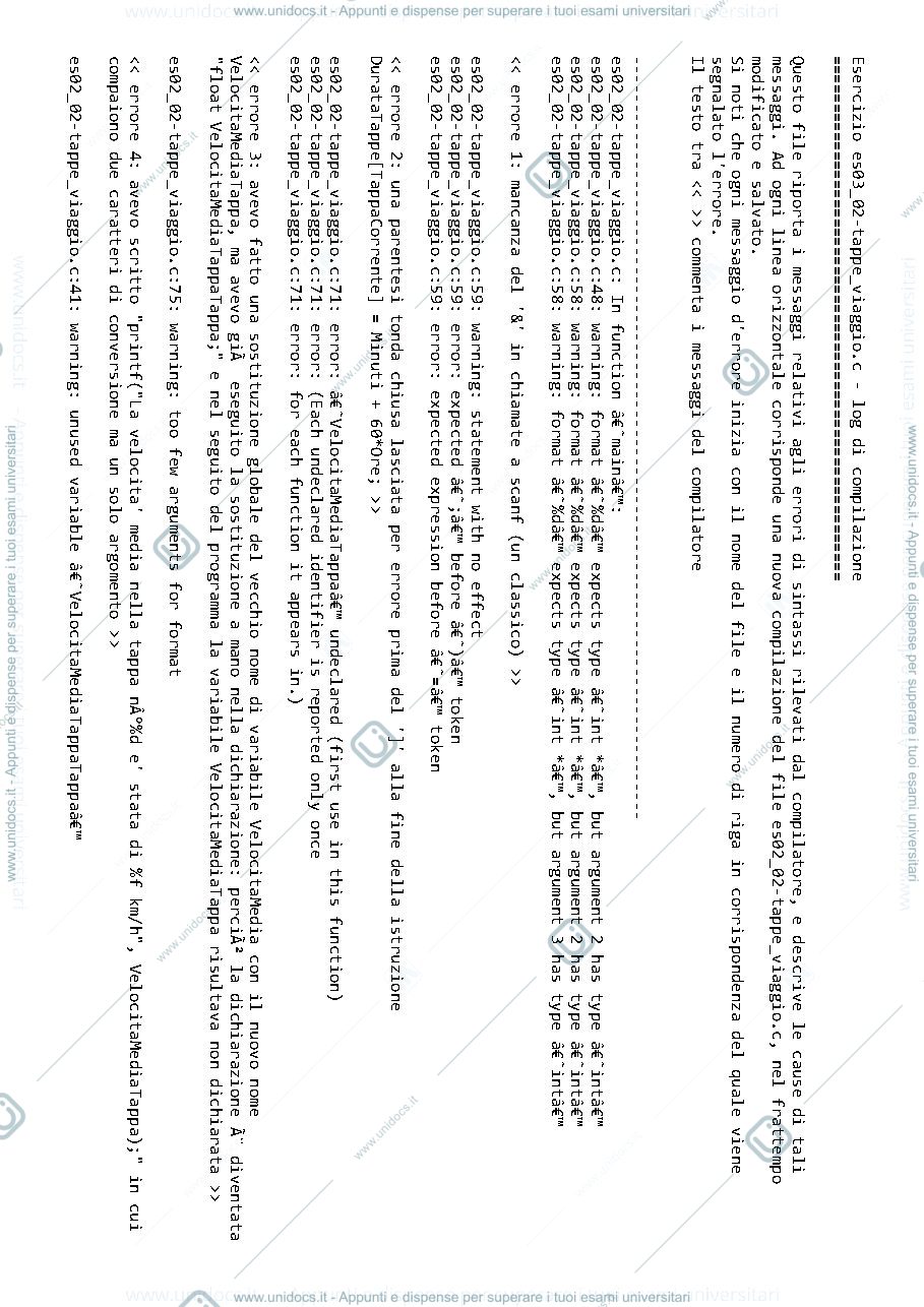 Anteprima pagina 1 — es02_02-tappe_viaggio-log_compilazione esercitazioni prof. Vincenzo Caglioti