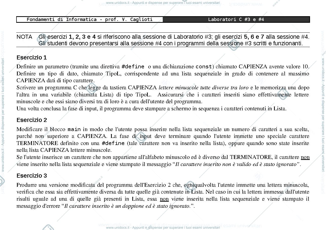 Anteprima pagina 1 — lab03+04 laboratori informatici prof: Caglioti
