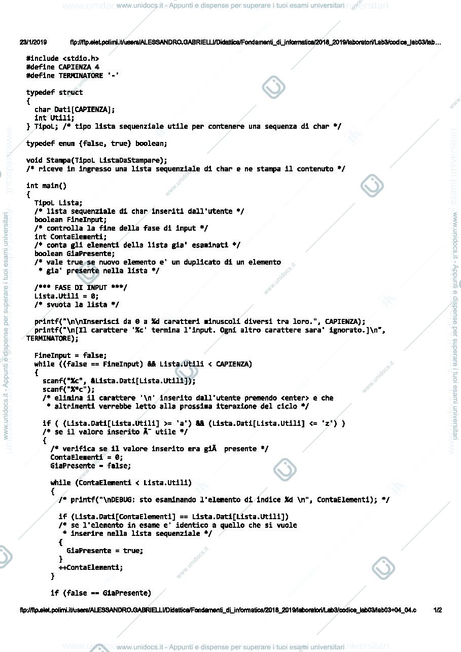 Anteprima pagina 1 — lab03_04 laboratori informatici prof: Caglioti