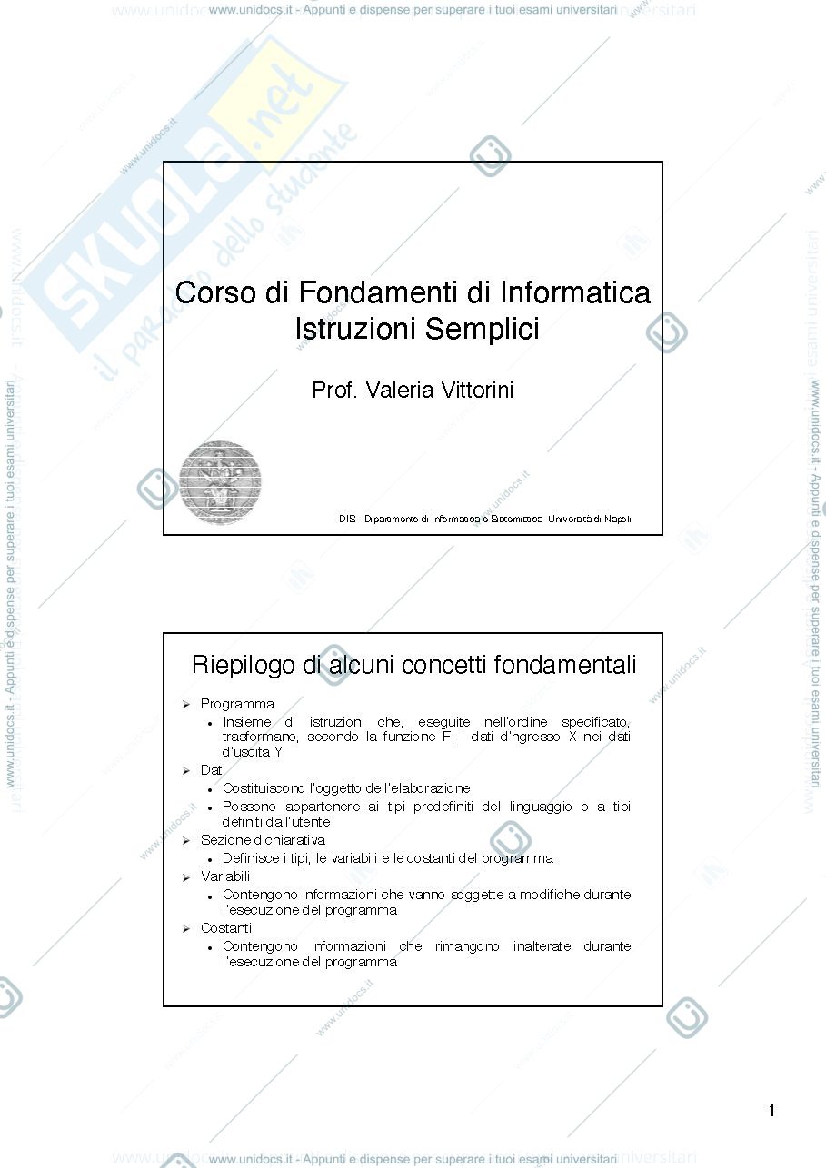 Anteprima pagina 1 — Appunti per passare esame