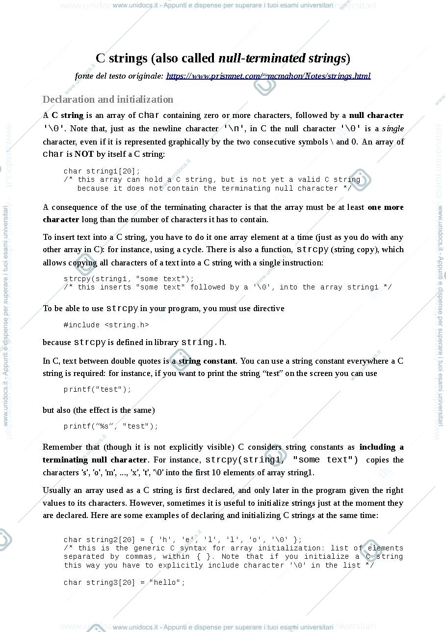 Anteprima pagina 1 — C_strings accorgimenti logici e teorici prof:  Caglioti