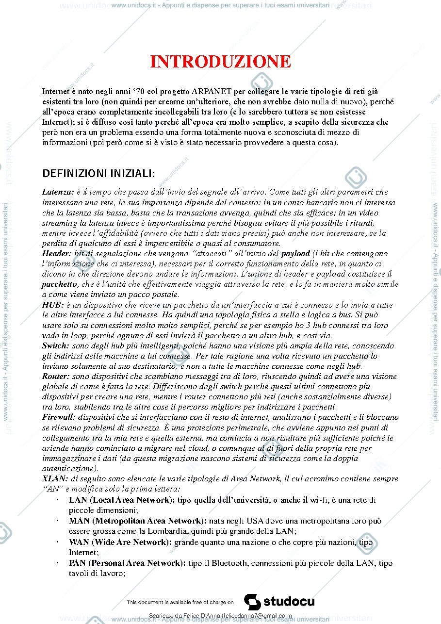 Anteprima pagina 2 — Appunti fondamenti di internet 