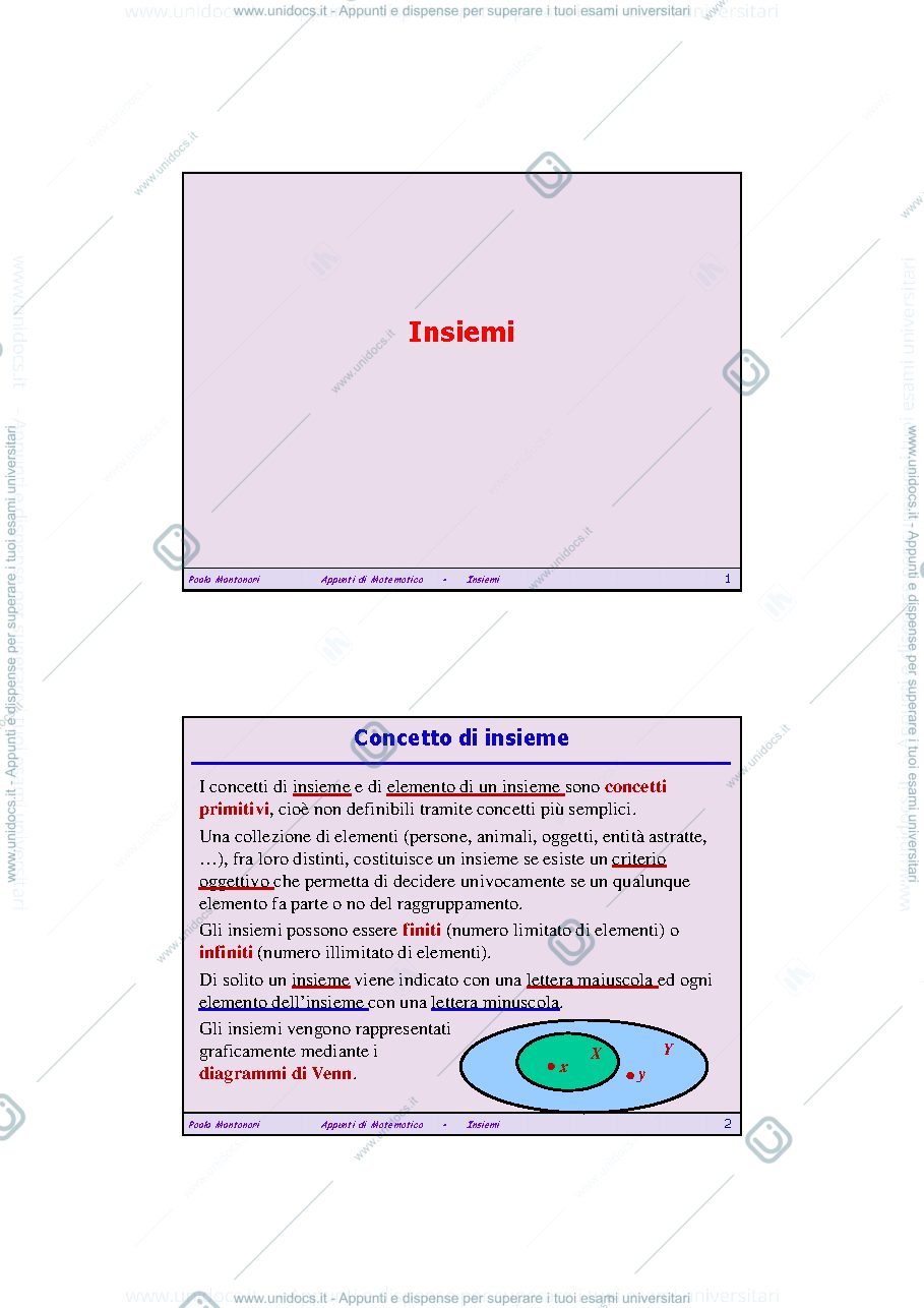 Anteprima pagina 1 — Gli insiemi