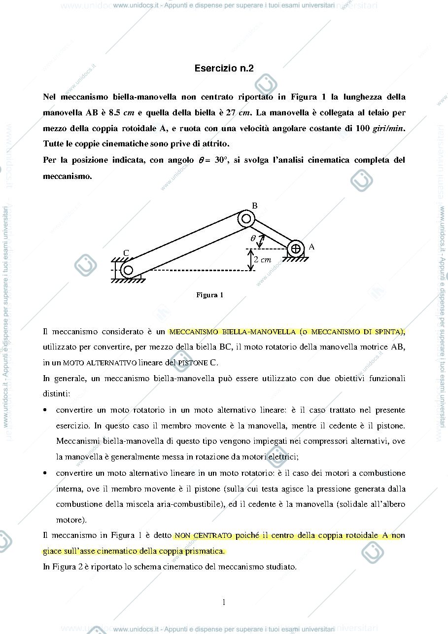 Anteprima pagina 1 — Esercizi di Fondamenti di Meccanica