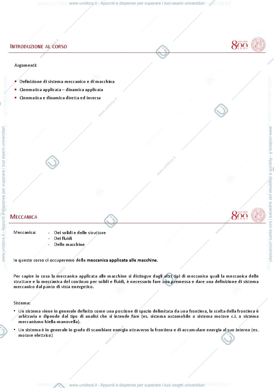Anteprima pagina 1 — Dispense Fondamenti di Meccanica