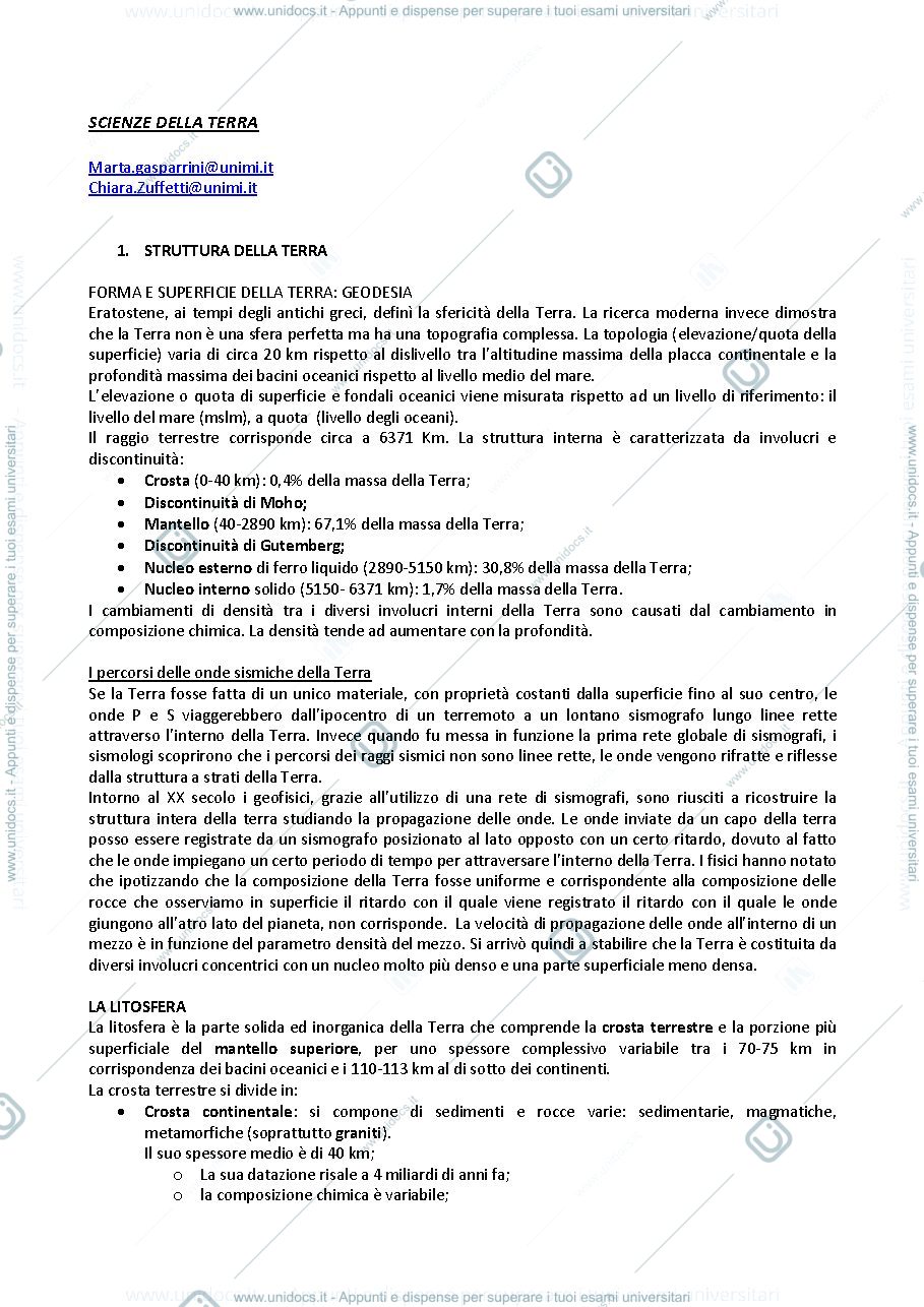 Anteprima pagina 1 — fondamenti di scienze della terra