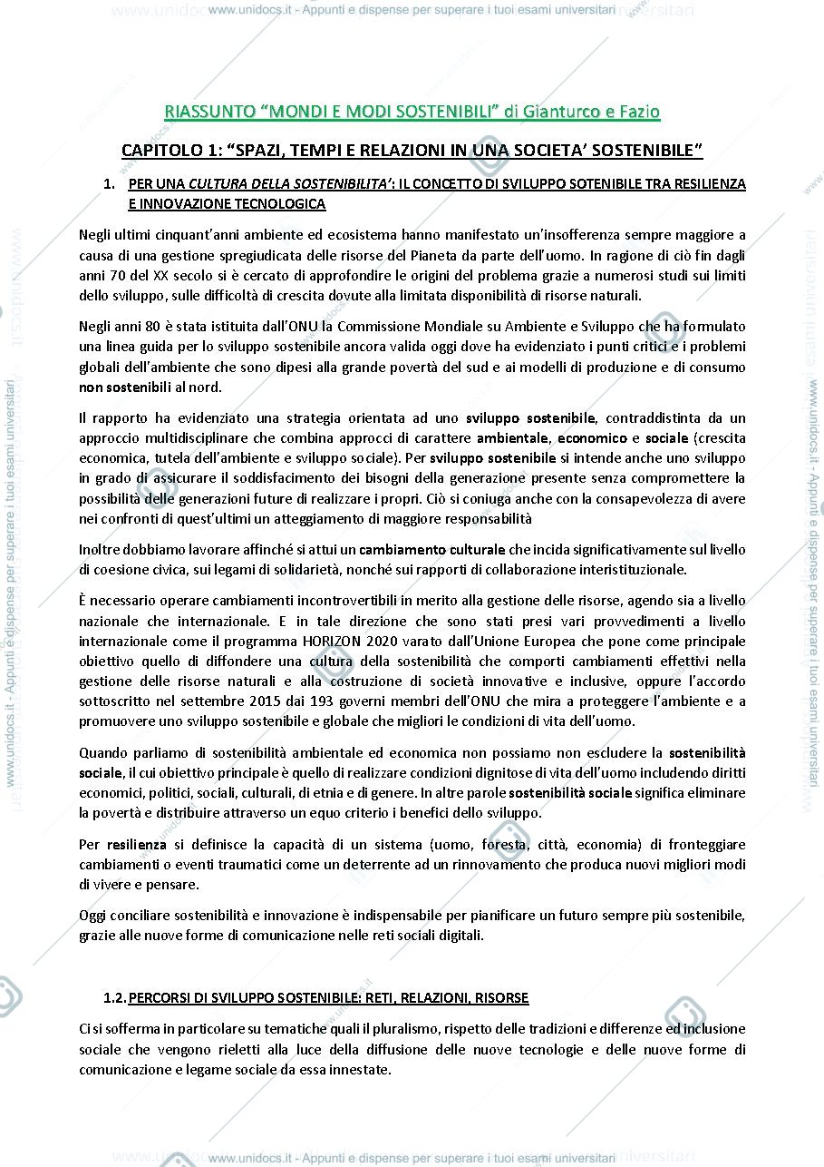 Anteprima pagina 1 — MONDI E MODI SOSTENIBILI