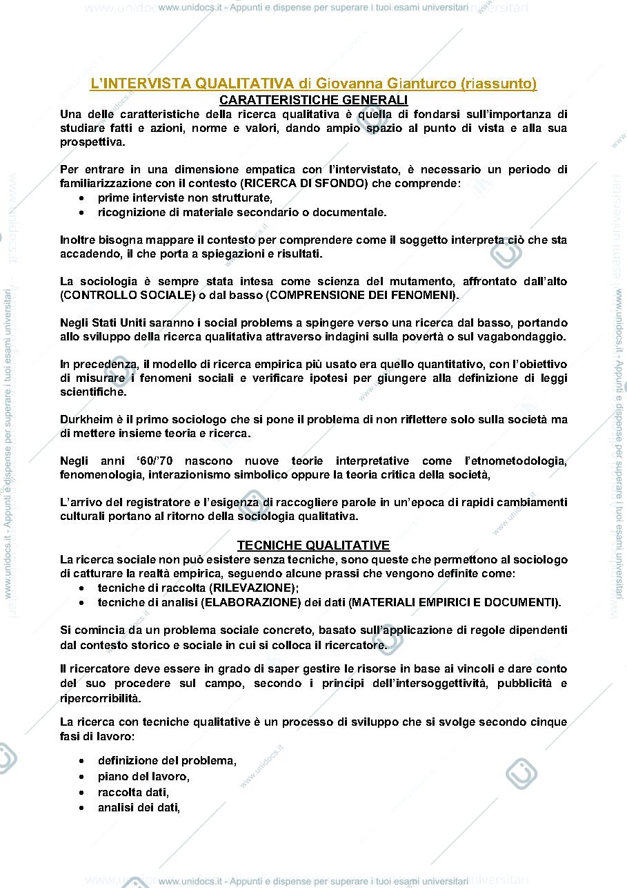 Anteprima pagina 1 — L'INTERVISTA QUALITATIVA