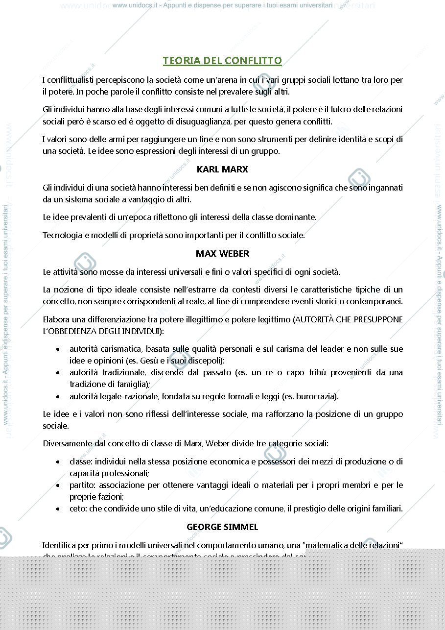 Anteprima pagina 1 — TEORIA DEL CONFLITTO E TEORICI CRITICI