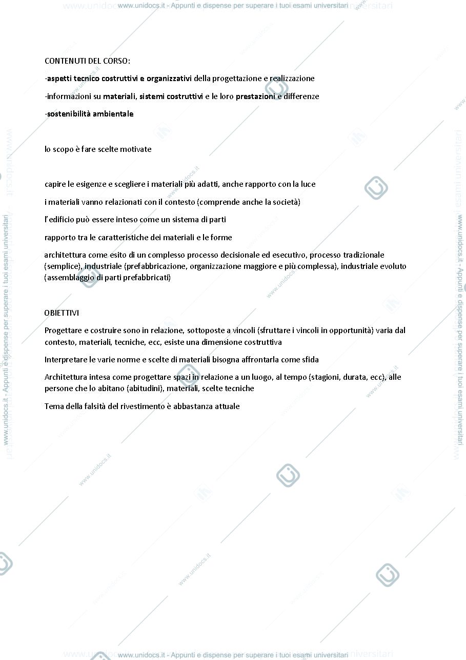 Anteprima pagina 1 — Appunti Fondamenti di tecnologia dell'architettura_Prof. Andrea Campioli