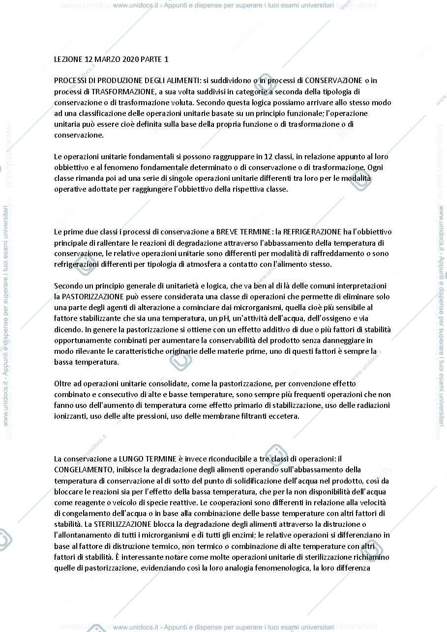 Anteprima pagina 1 — APPUNTI FONDAMENTI DI TECNOLOGIE ALIMENTARI