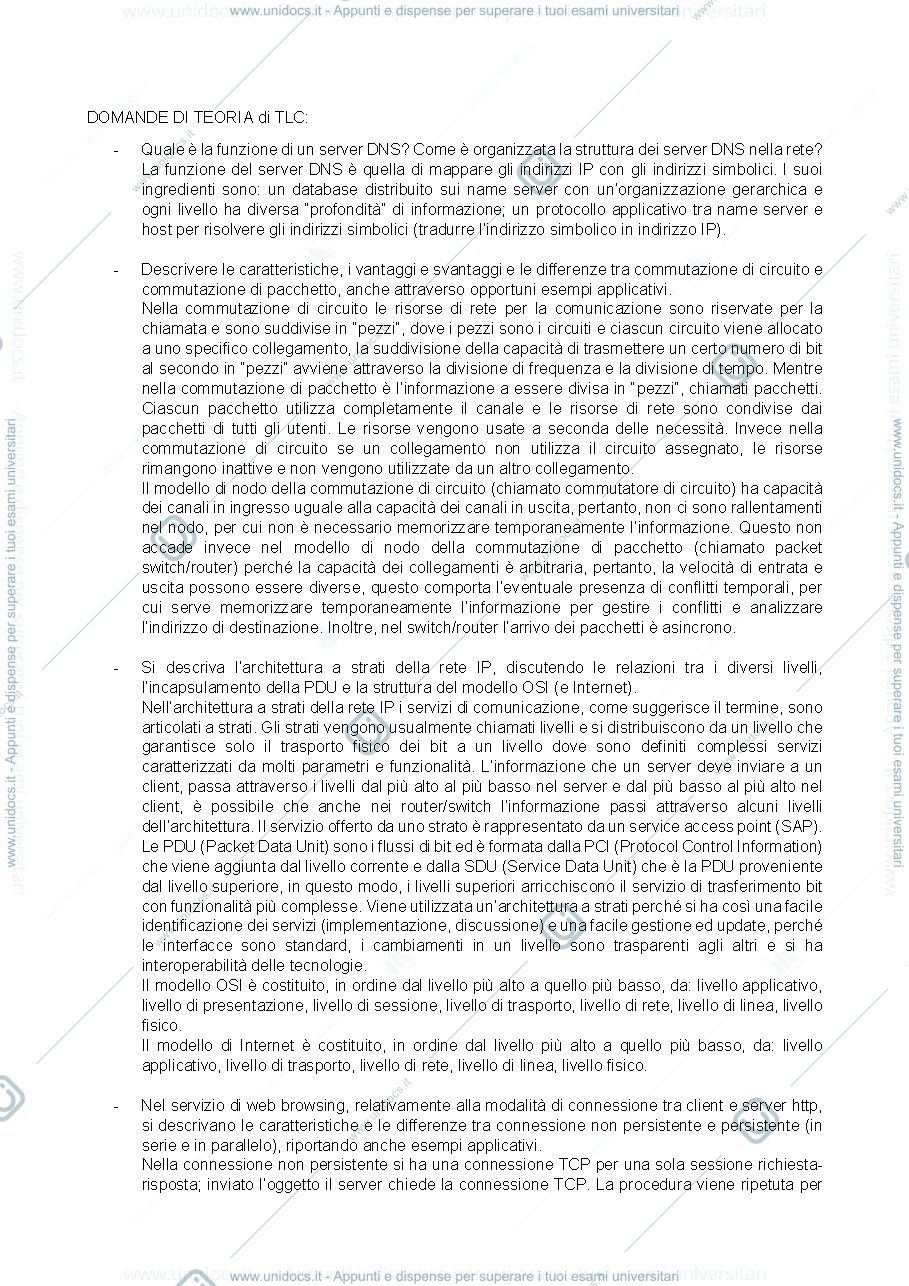 Anteprima pagina 1 — Domande di teoria