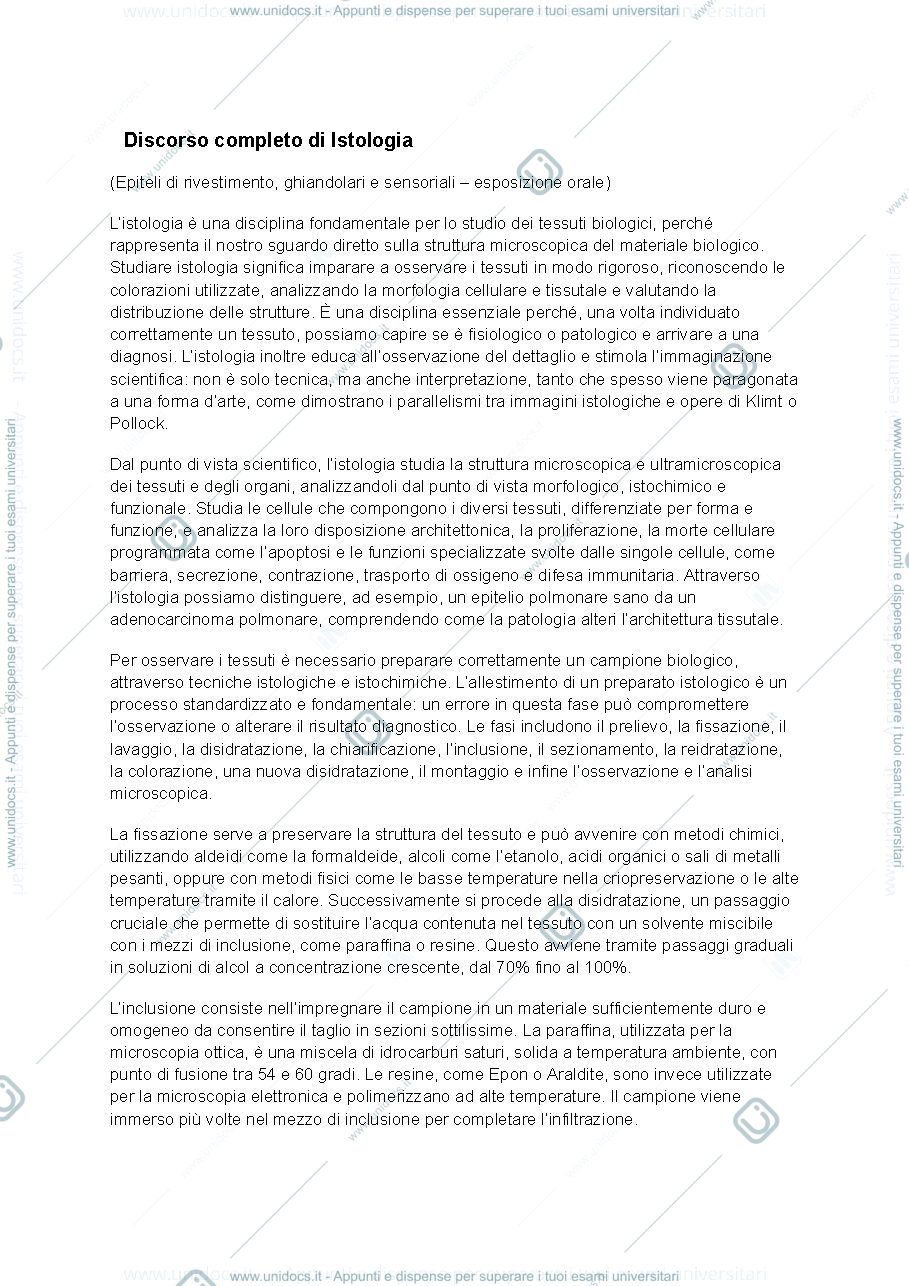 Anteprima pagina 1 — Istologia