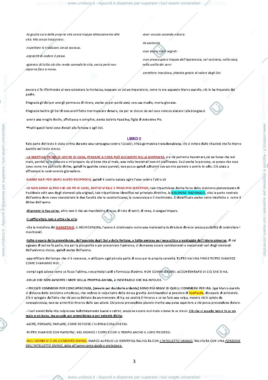 Anteprima pagina 3 — Riassunto Libri: Marco Aurelio "Pensieri" e Cartesio "Le passioni dell'anima"