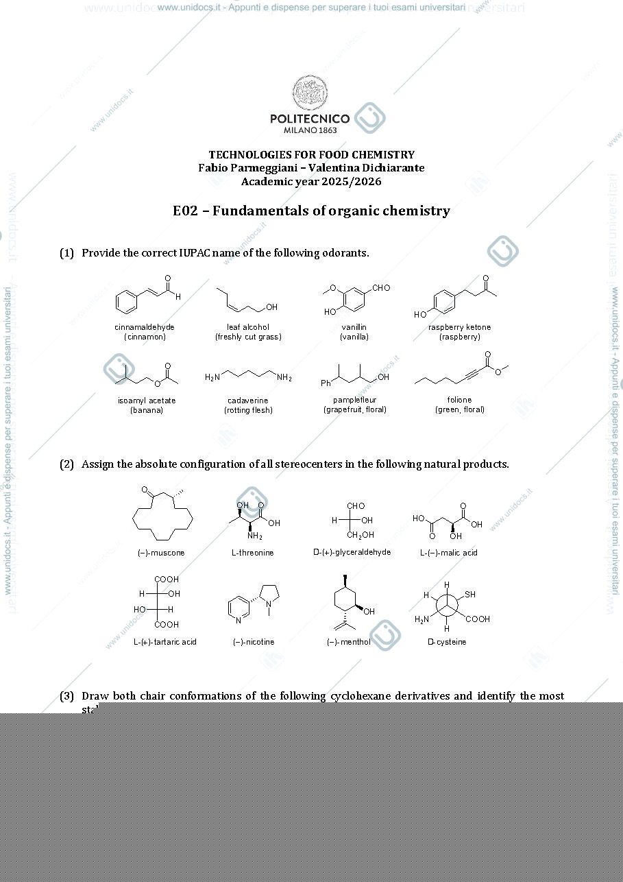 Anteprima pagina 1 — Exercises - Organic chemistry