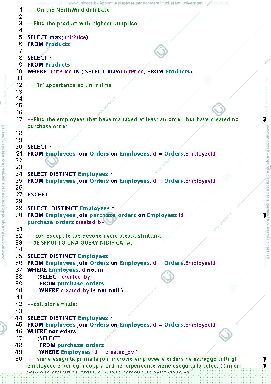 Anteprima pagina 1 — Esercizi SQL